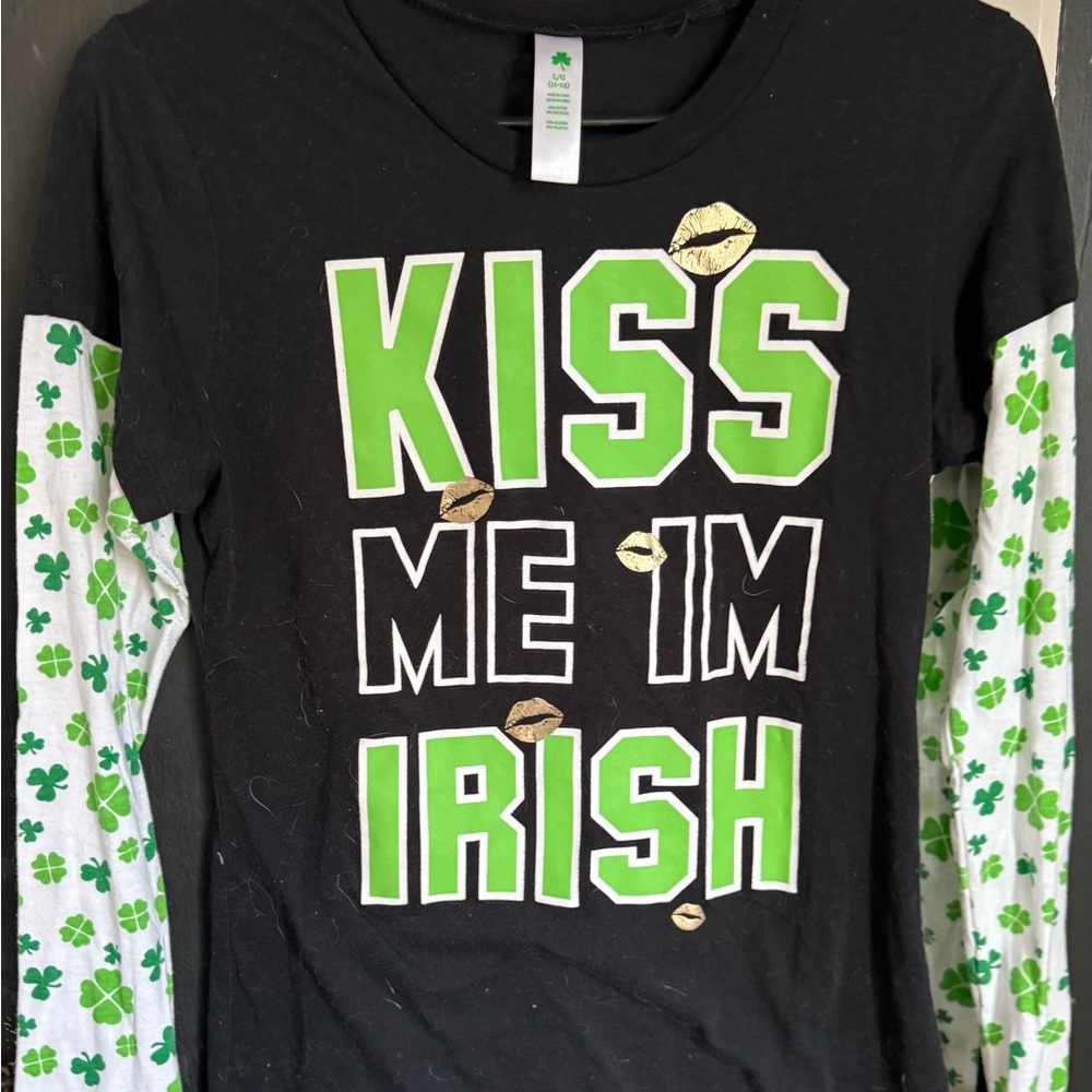 Kids Black and Green 'Kiss Me I'm Irish' Shirt